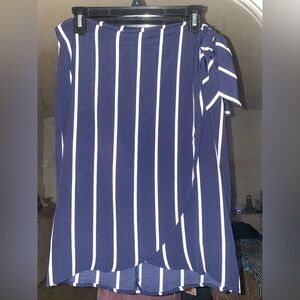 Loft navy blue white stripe tie skirt size 12